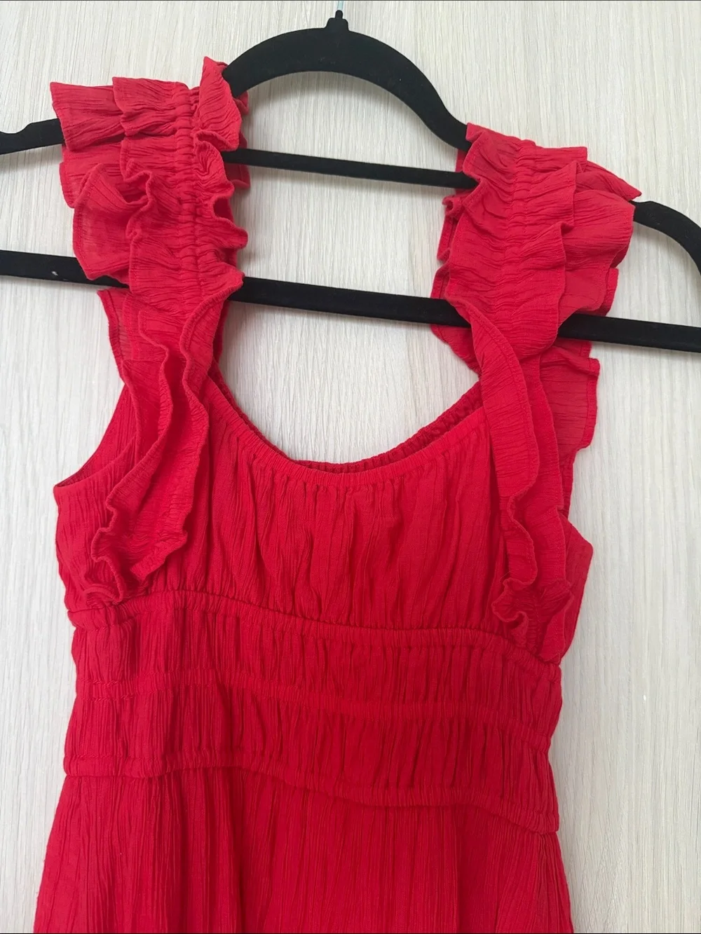 Abercrombie & Fitch Red crinkle maxi sundress dress XXSP | elevated chic